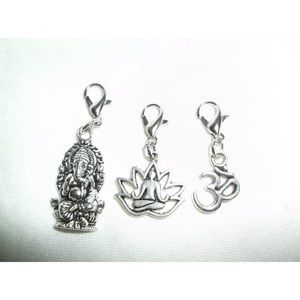 Ganesh Ganesha Lotus Om Aum Hindu India Charm Set